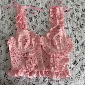 Sky to Moon Ruffle Corset Eyelet Bralette Top Sexy Cottagecore Valentines Day